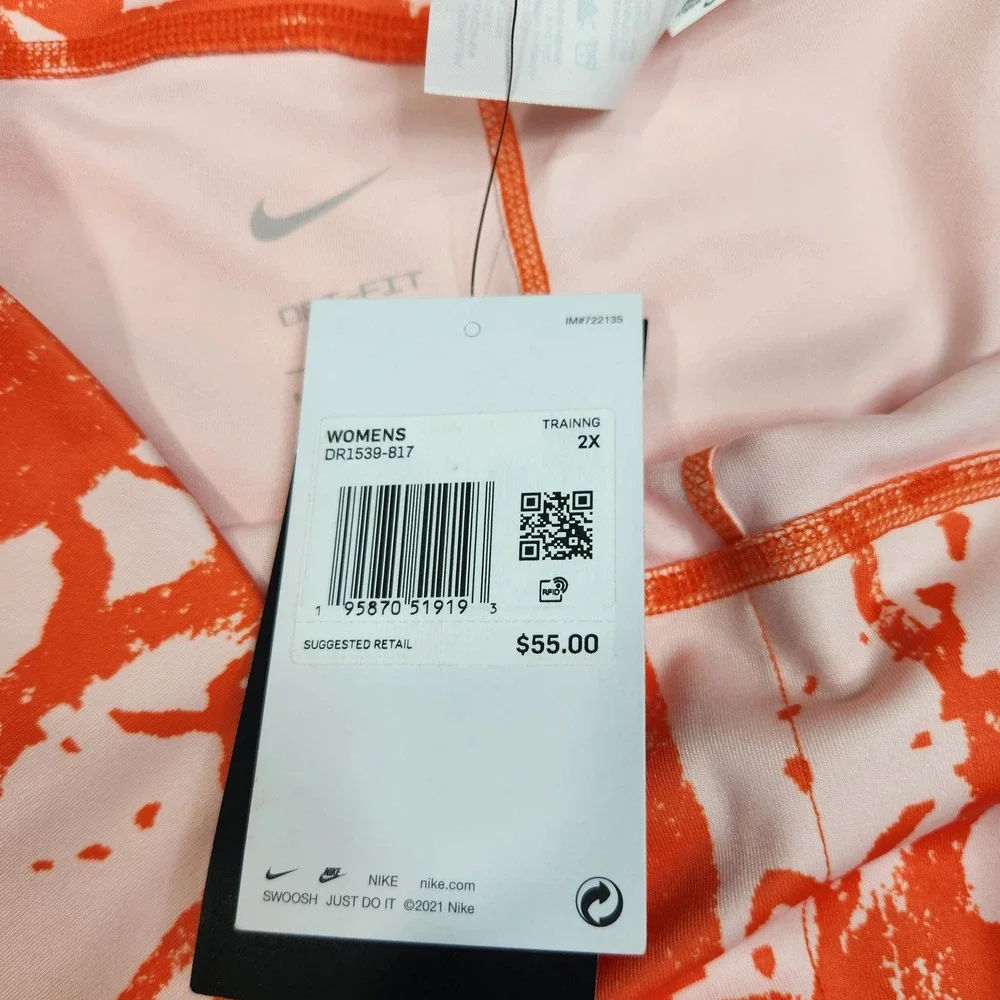 Nike One Luxe Womens 2X Orange Pink Abstract Floral 7